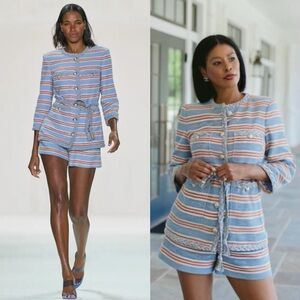 VERONICA BEARD  Ginerva Braided-Rope Tie Jacket Blue